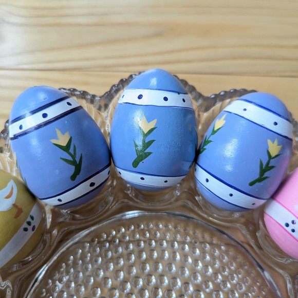 Vintage Lillian Vernon Pastel Hand Painted Wood Easter Eggs| Duck Rabbit - Dozen - Picture 4 of 15